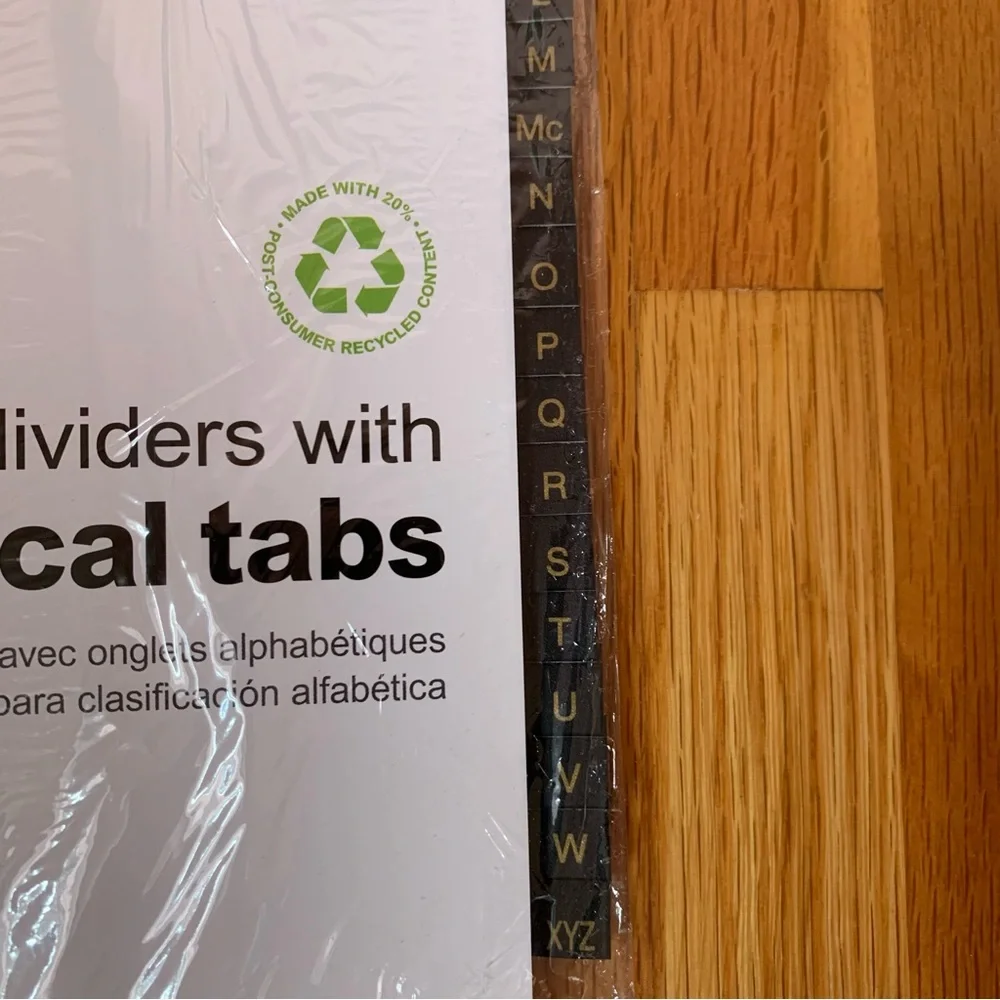 Index Dividers w Alphabetical Tabs Office Depot 3 hole punched Binder Dividers